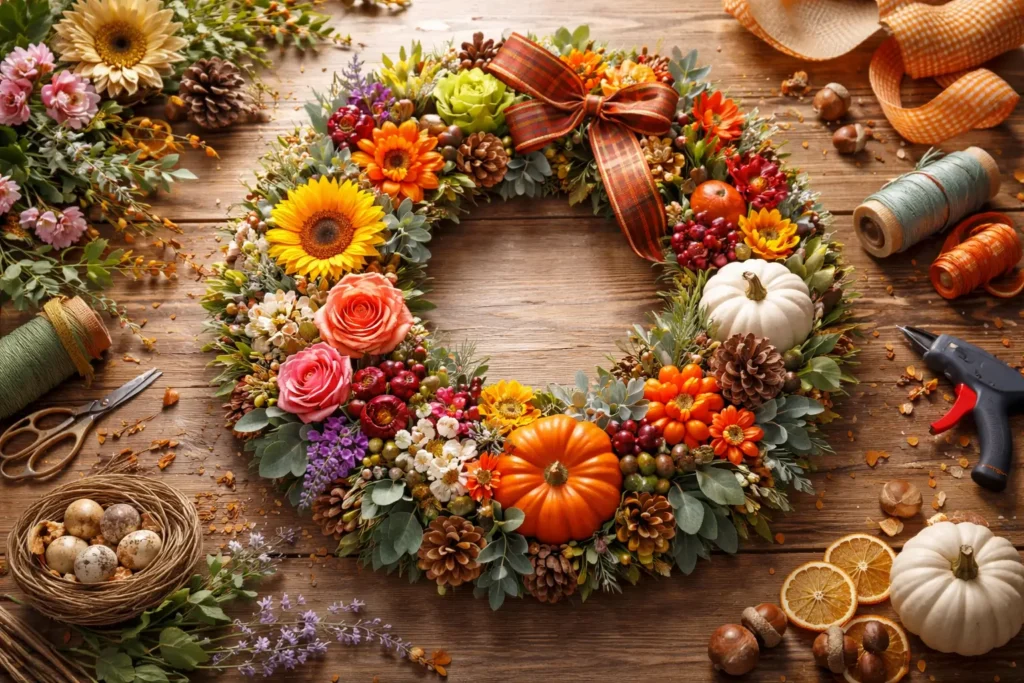 seasonal wreath crafting technique